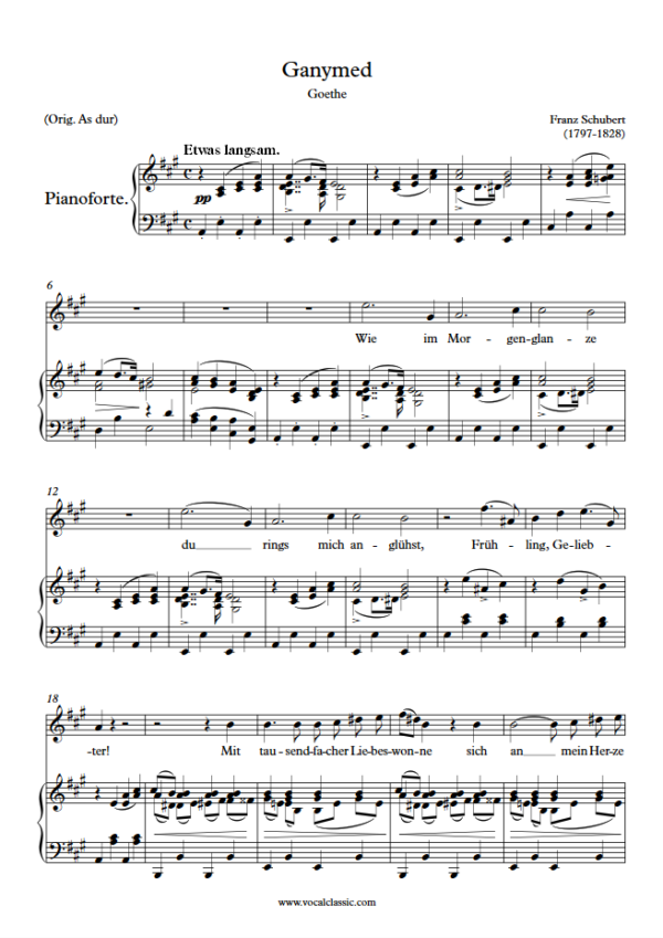 F. Schubert : Ganymed (A Key) PDF Sheet music