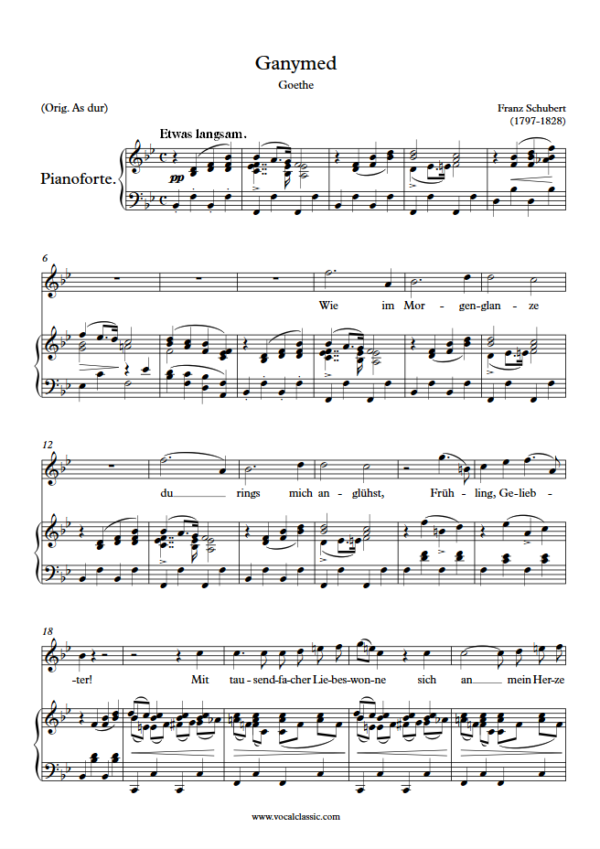 F. Schubert : Ganymed (Bb Key) PDF Sheet music