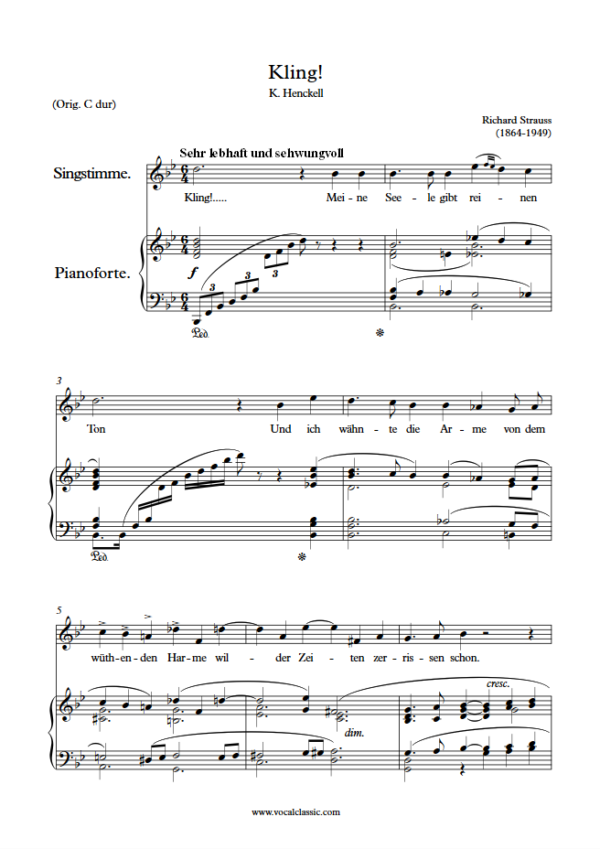 R. Strauss : Kling! (Bb Key) PDF Sheet music