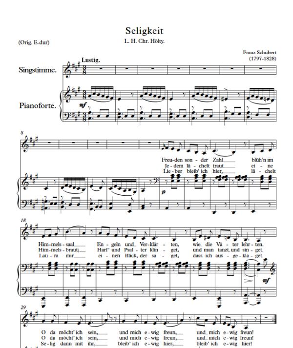 F. Schubert : Seligkeit (A Key) PDF Sheet music