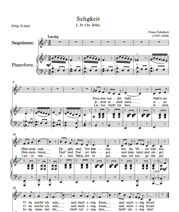 F. Schubert : Seligkeit (Bb Key) PDF Sheet music