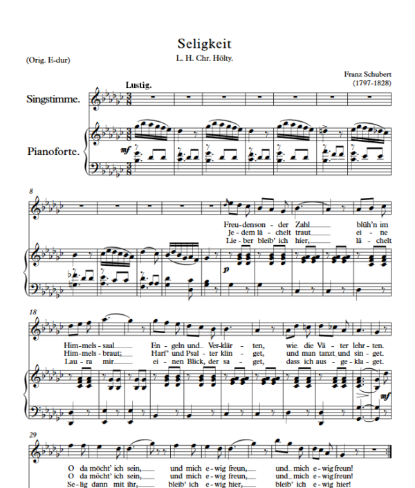 F. Schubert : Seligkeit (Gb Key for High) PDF Sheet music