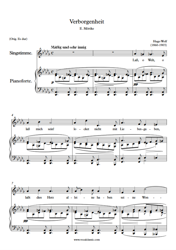 H. Wolf : Verborgenheit (Db Key) PDF Sheet music