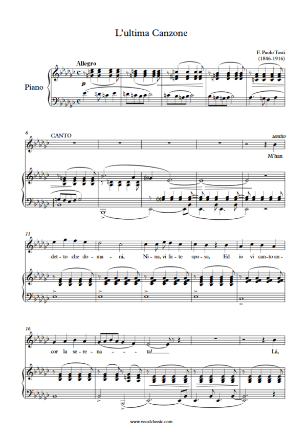 F. P. Tosti : L’ultima canzone(Eb minor Key) PDF Sheet music