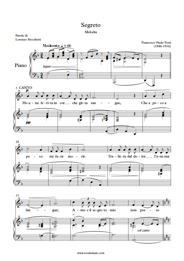 F. P. Tosti : Segreto(D minor Key) PDF Sheet music