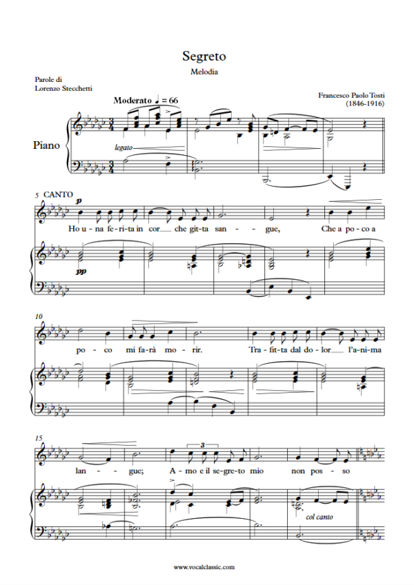 F. P. Tosti : Segreto(Eb minor Key, Original) PDF Sheet music