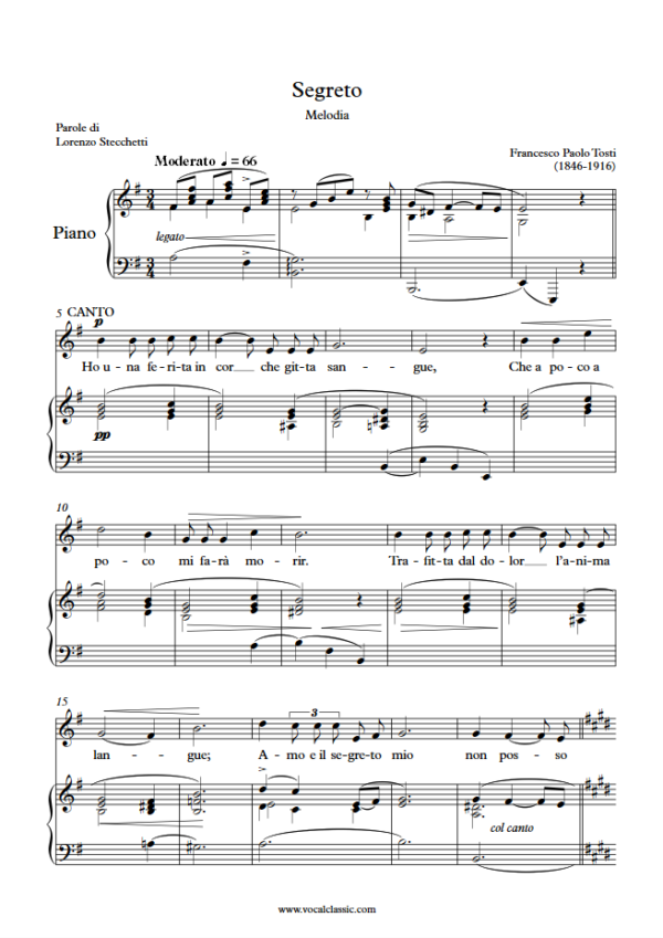 F. P. Tosti : Segreto(E minor Key) PDF Sheet music