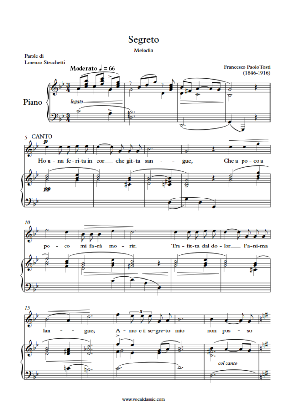 F. P. Tosti : Segreto(G minor Key) PDF Sheet music