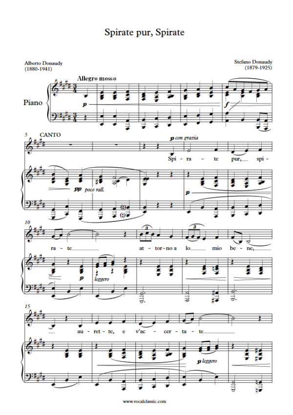 S. Donaudy : Spirate pur, spirate (E Key) PDF Sheet music