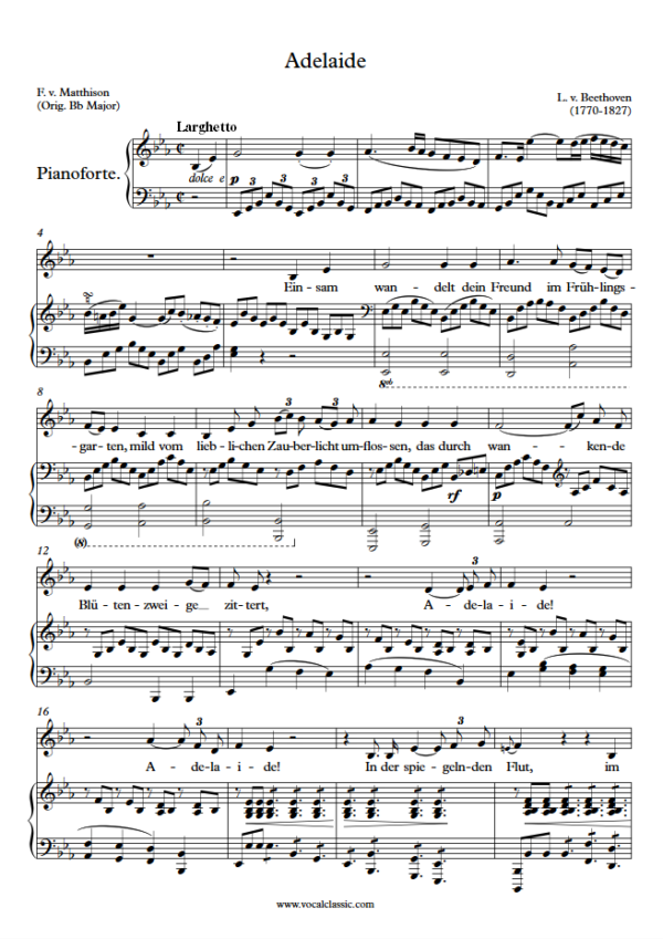 L. v. Beethoven : Adelaide (Eb Key) PDF Sheet music