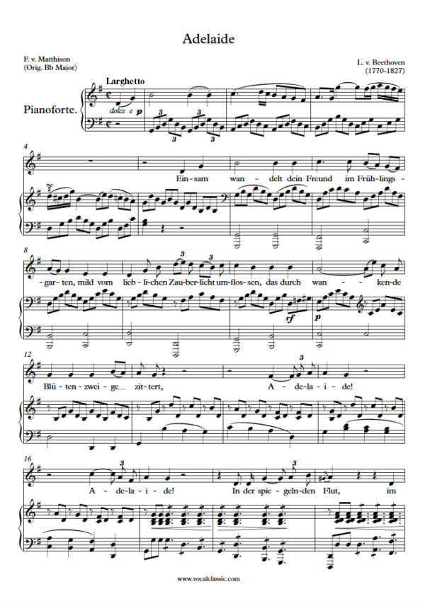 L. v. Beethoven : Adelaide (G Key) PDF Sheet music