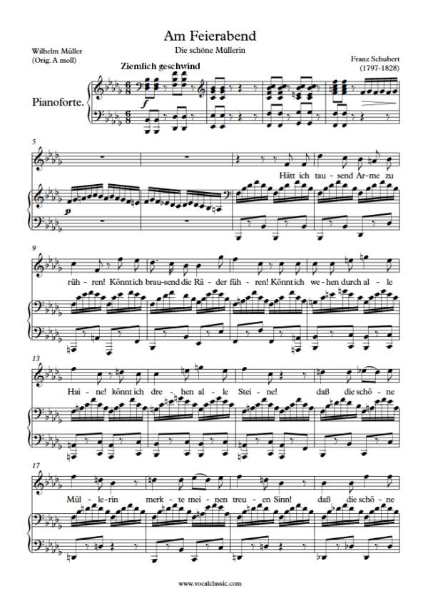 F. Schubert : Am Feierabend (Bb minor key) PDF Sheet music