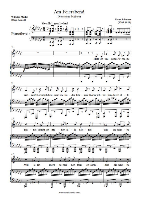 F. Schubert : Am Feierabend (Eb minor key) PDF Sheet music