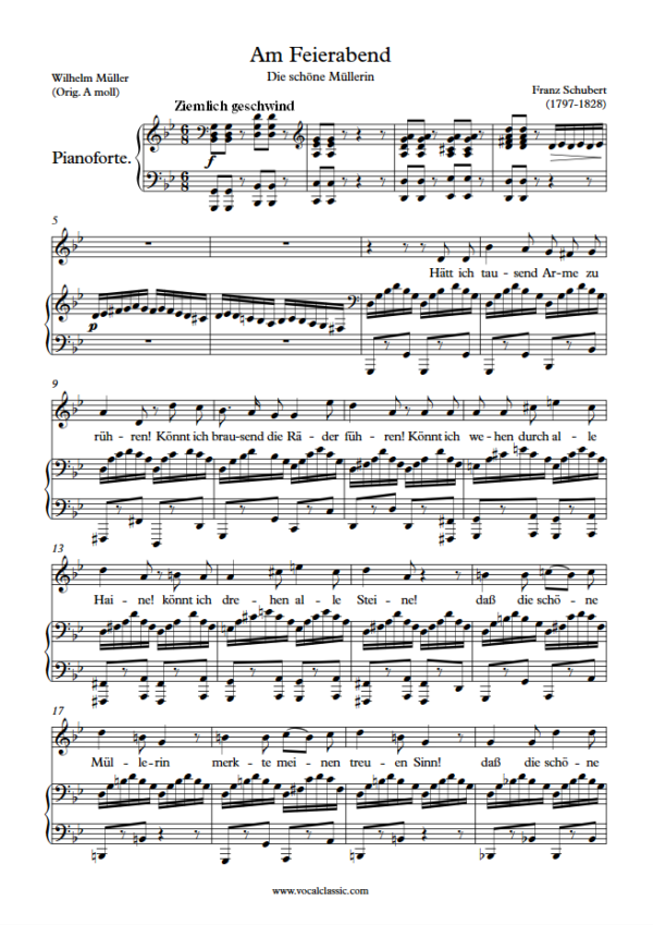 F. Schubert : Am Feierabend (G minor key) PDF Sheet music