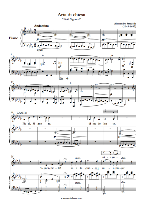 A. Stradella : Aria di chiesa (Pietà, Signore) (Bb minor Key) PDF Sheet music