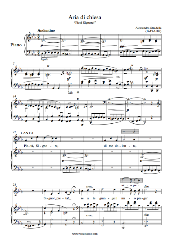 A. Stradella : Aria di chiesa (Pietà, Signore) (C minor Key) PDF Sheet music