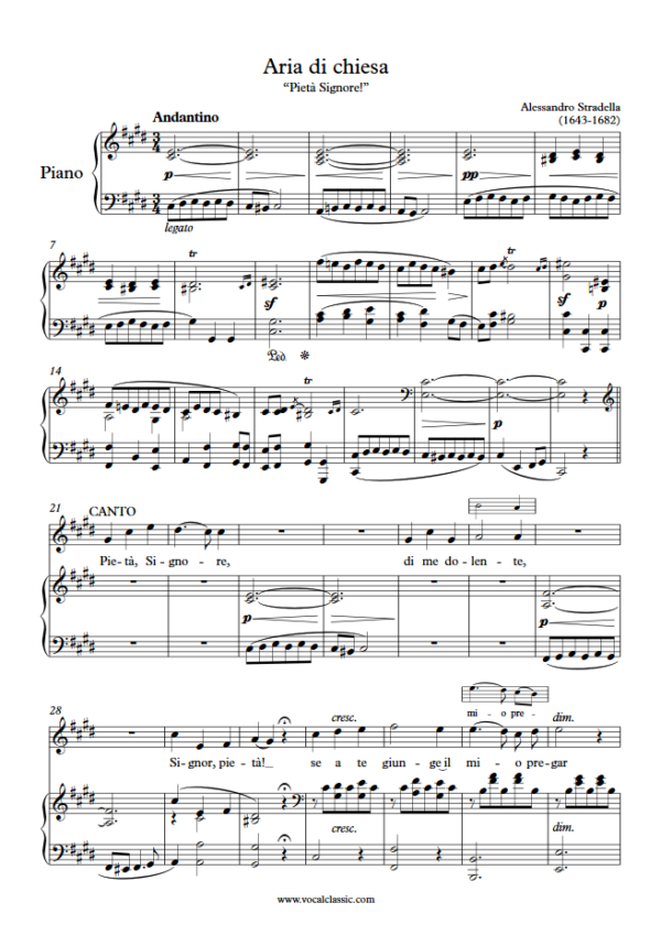 A. Stradella : Aria di chiesa (Pietà, Signore) (C sharp minor Key) PDF Sheet music