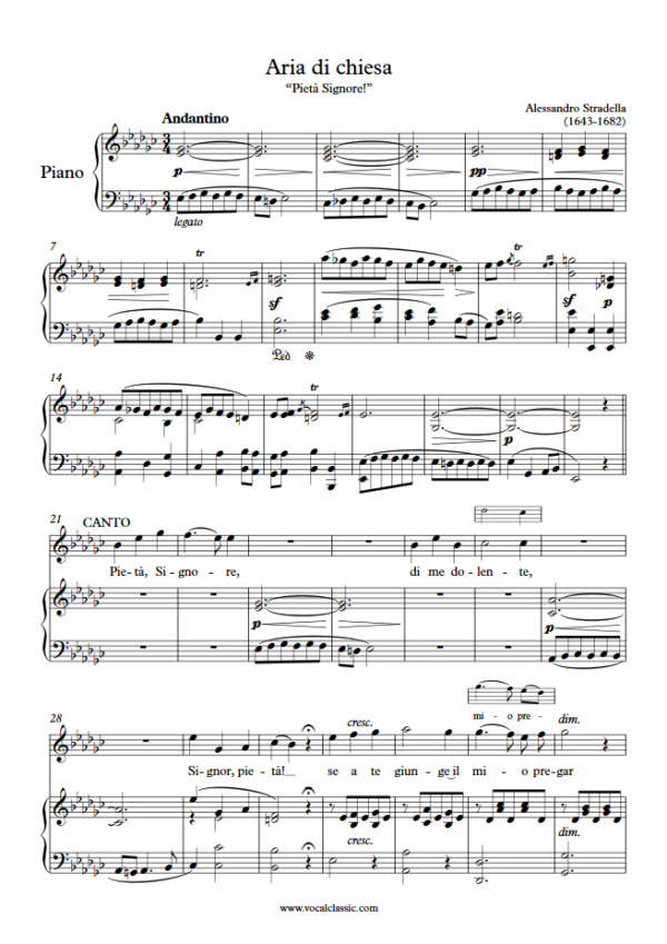 A. Stradella : Aria di chiesa (Pietà, Signore) (Eb minor Key) PDF Sheet music