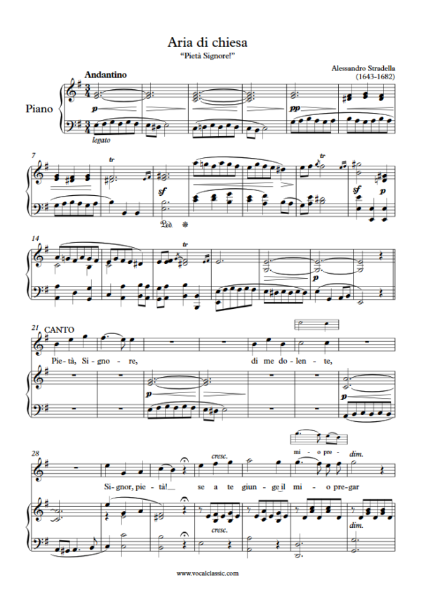 A. Stradella : Aria di chiesa (Pietà, Signore) (E minor Key) PDF Sheet music