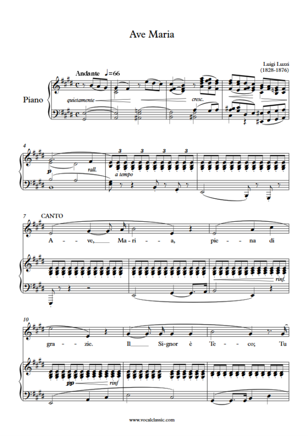 L. Luzzi : Ave Maria (E Key) PDF Sheet music