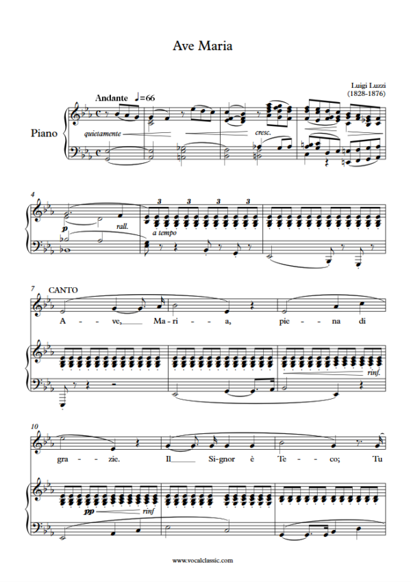 L. Luzzi : Ave Maria (Eb Key) PDF Sheet music