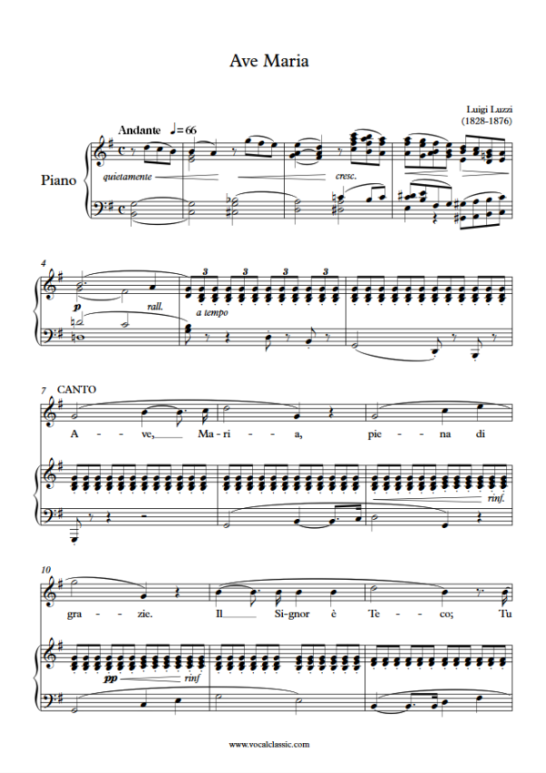 L. Luzzi : Ave Maria (G Key) PDF Sheet music