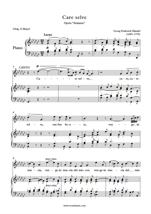 G. F. Handel : Care selve (Gb Key) PDF Sheet music