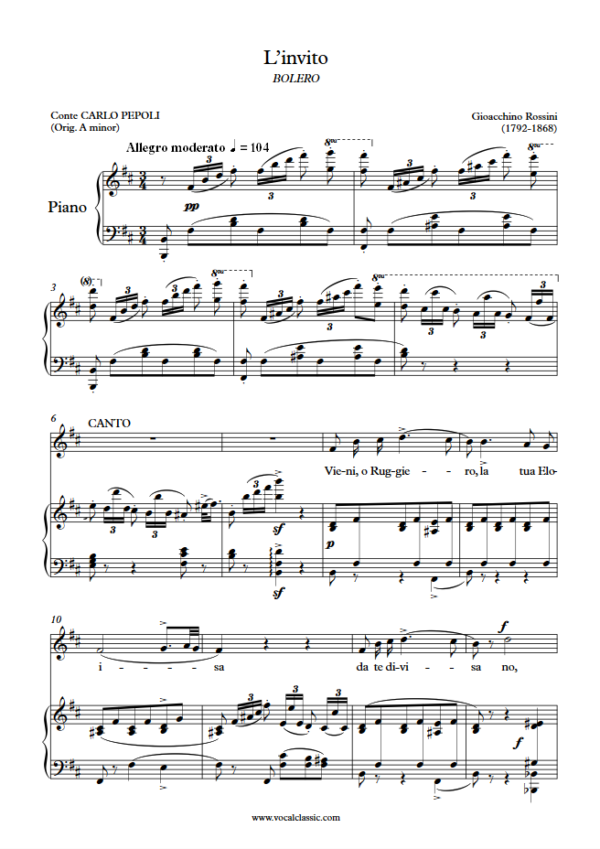 G. Rossini : L’invito (B minor Key) PDF Sheet music