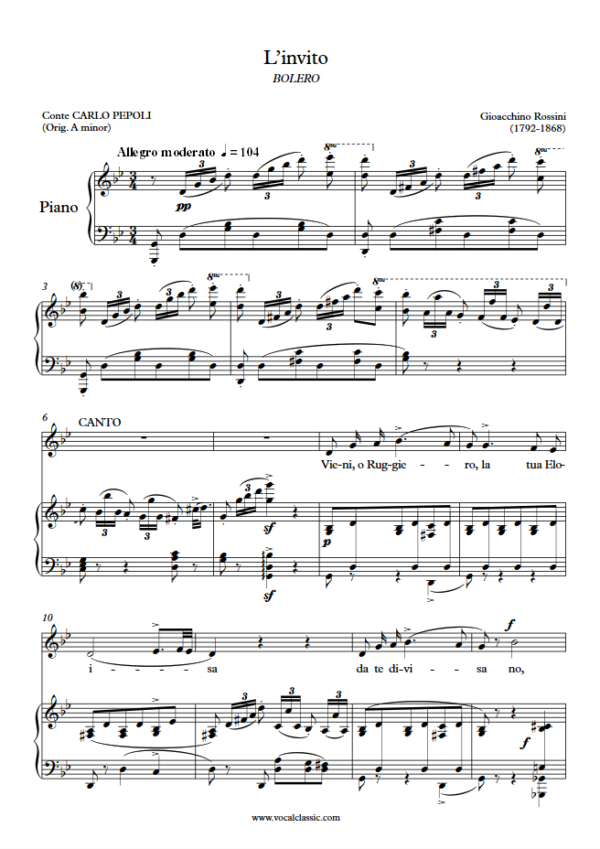 G. Rossini : L’invito (G minor Key) PDF Sheet music