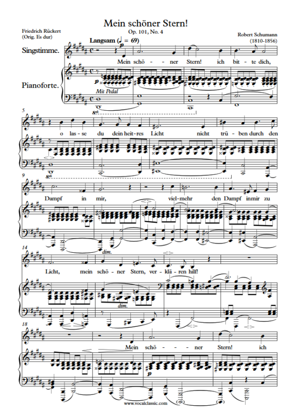 R. Schumann : Mein schöner Stern! (B Key) PDF Sheet music