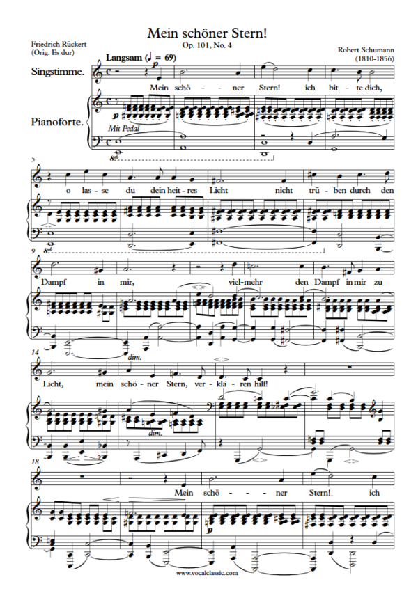 R. Schumann : Mein schöner Stern! (C Key) PDF Sheet music