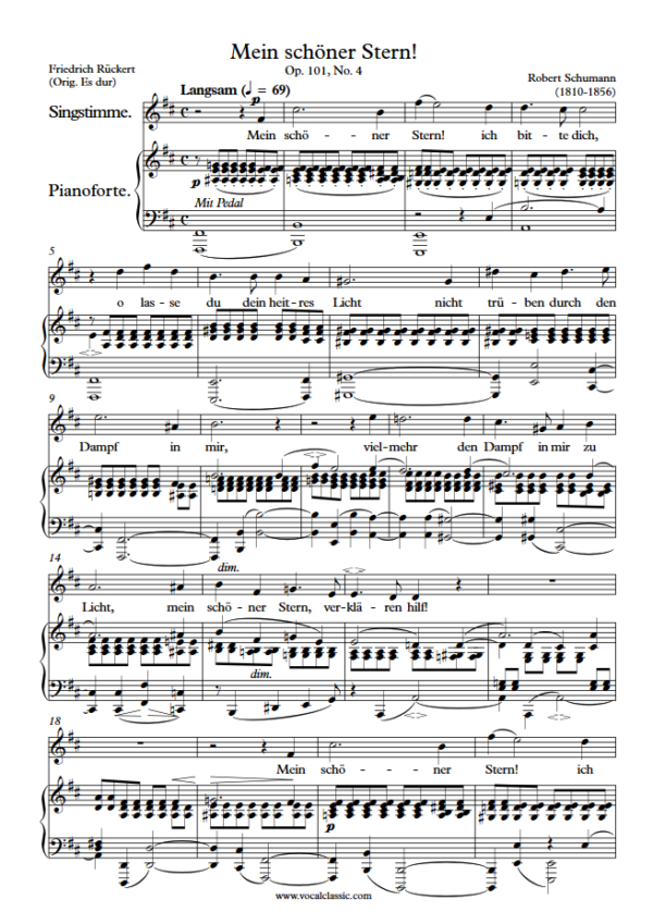 R. Schumann : Mein schöner Stern! (D Key) PDF Sheet music