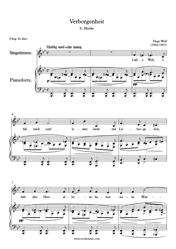 H. Wolf : Verborgenheit (Bb Key) PDF Sheet music