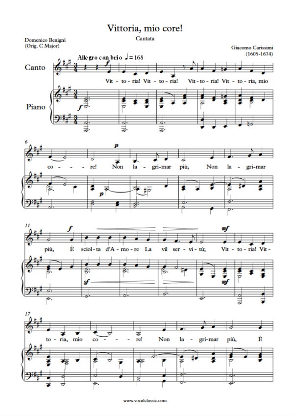 G. Carissimi : Vittoria, mio core! (A Key) PDF Sheet music