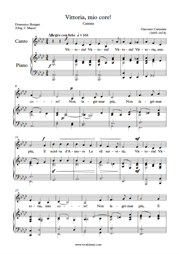 G. Carissimi : Vittoria, mio core! (Ab Key) PDF Sheet music