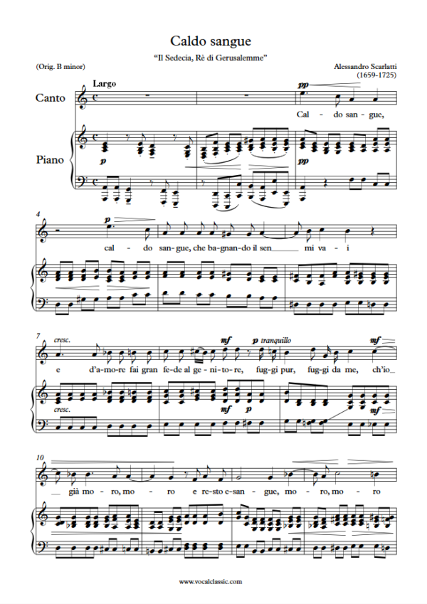 A. Scarlatti : Caldo sangue (A minor key) PDF Sheet music