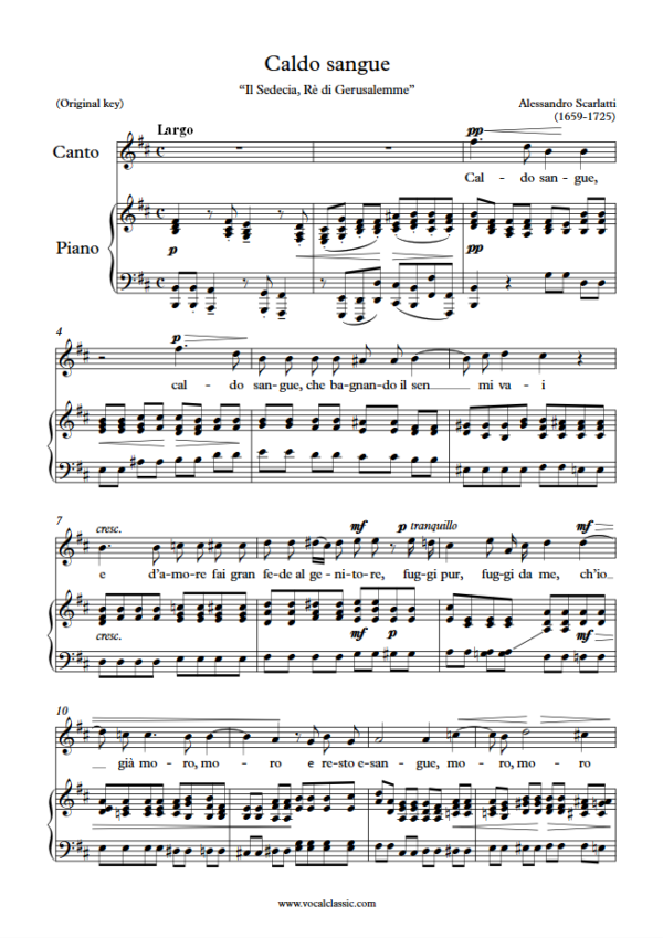 A. Scarlatti : Caldo sangue (B minor key, Original) PDF Sheet music