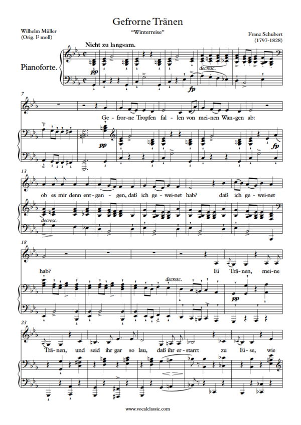 F. Schubert : Gefrorne Tränen (C minor key) PDF Sheet music