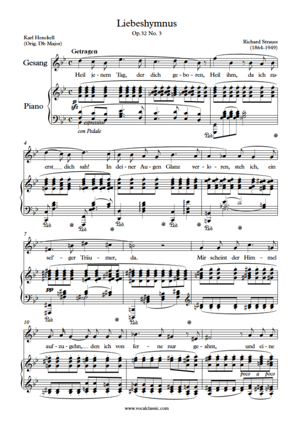 R. Strauss : Liebeshymnus (Bb Key) PDF Sheet music