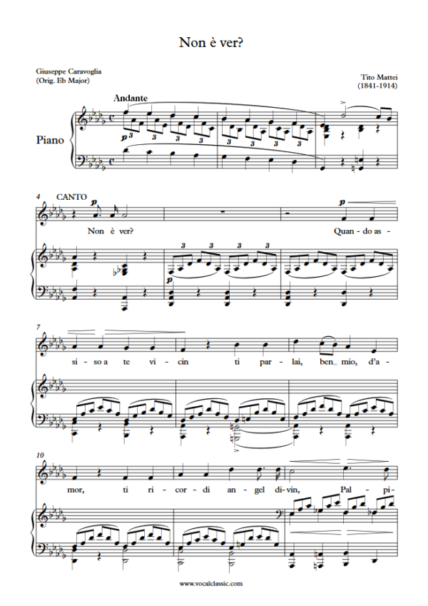 T. Mattei : Non è ver (Db Key) PDF Sheet music