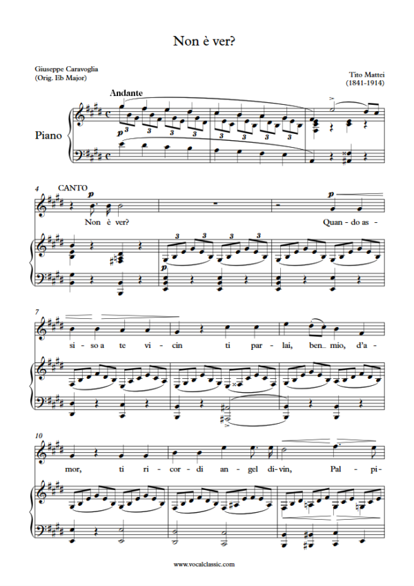 T. Mattei : Non è ver (E Key) PDF Sheet music