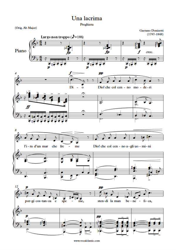 G. Donizetti : Una lacrima (F Key) PDF Sheet music