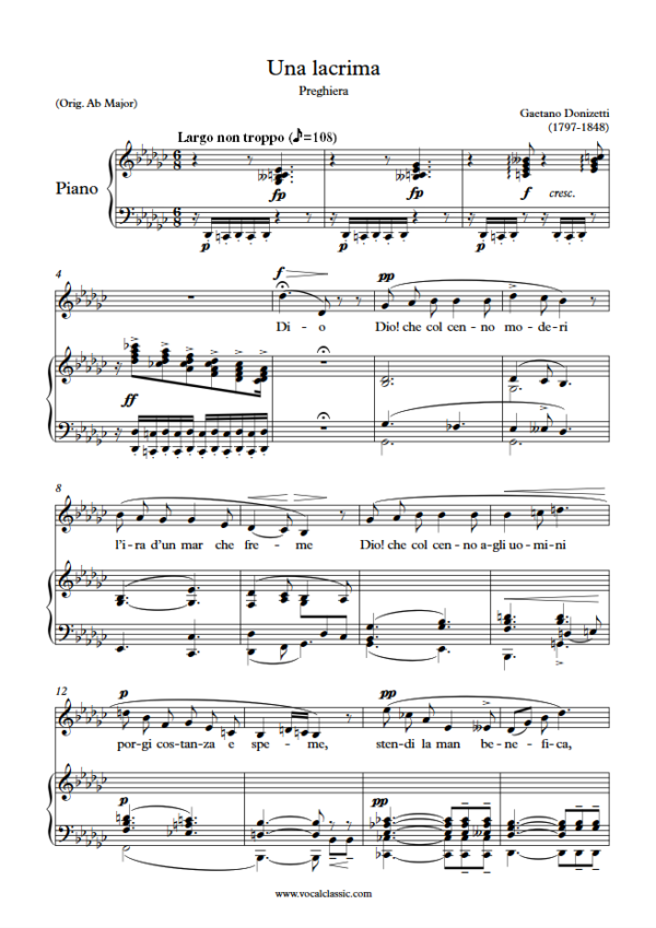 G. Donizetti : Una lacrima (Gb Key) PDF Sheet music