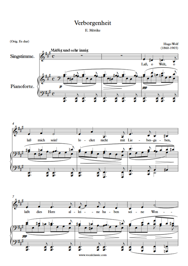 H. Wolf : Verborgenheit (A Key) PDF Sheet music