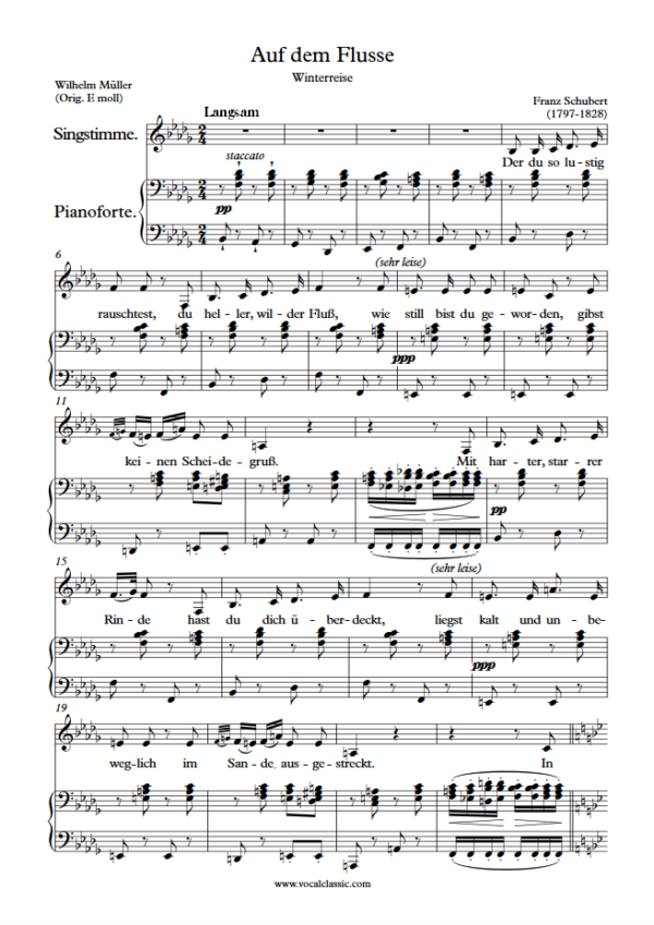 F. Schubert : Auf dem Flusse (Bb minor Key) PDF Sheet music