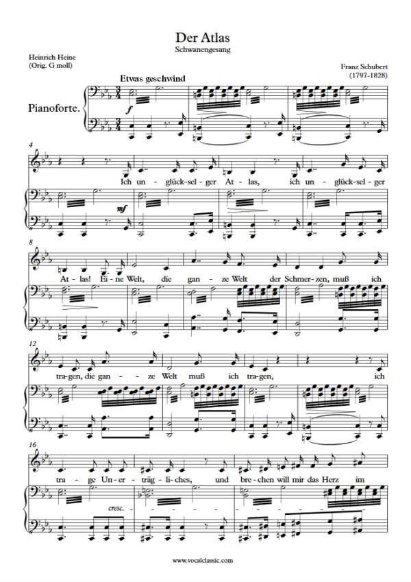 F. Schubert : Der Atlas (C minor Key) PDF Sheet music