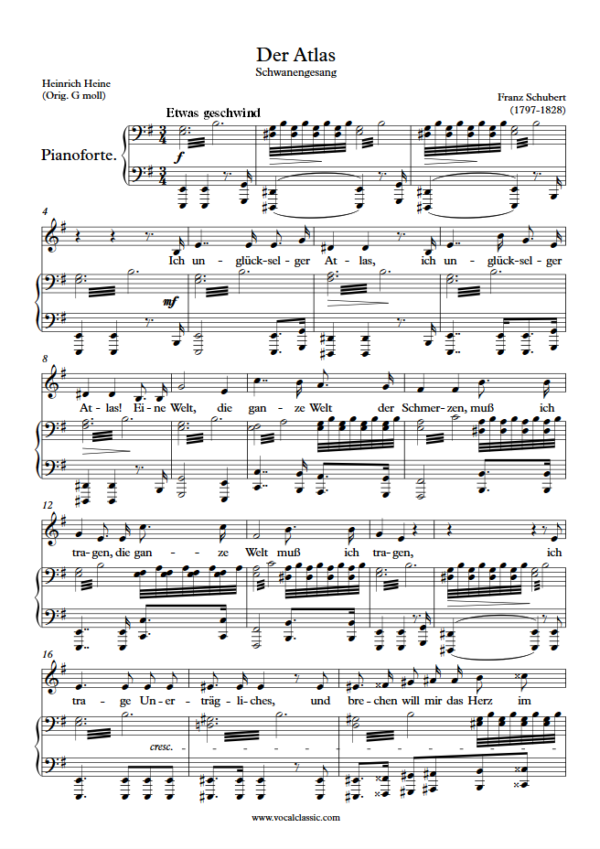 F. Schubert : Der Atlas (E minor Key) PDF Sheet music