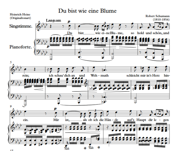 R. Schumann : Du bist wie eine Blume (Ab Key, Original) PDF Sheet music