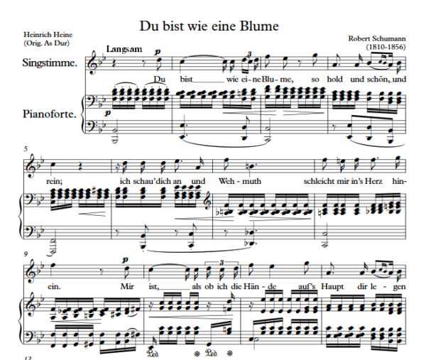 R. Schumann : Du bist wie eine Blume (Bb Key) PDF Sheet music