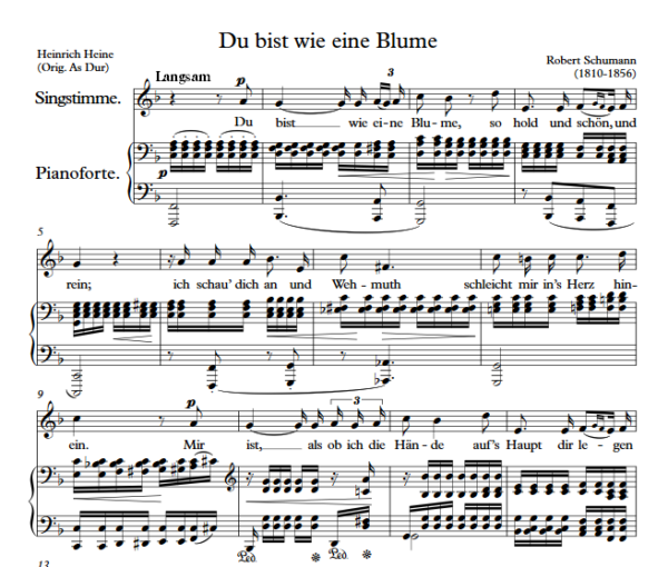 R. Schumann : Du bist wie eine Blume (F Key) PDF Sheet music